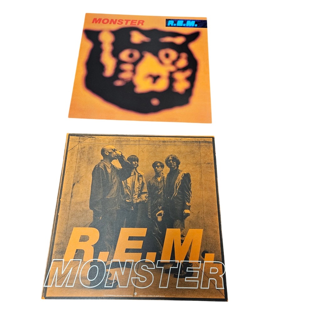 Lot of 2 R.E.M. Monster 1994 Promo Album Flat Poster 12x12 D/S Warner Bros.